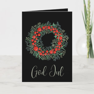 Cartes Pour Fêtes Annuelles God Jul, couronne suédoise de Noël