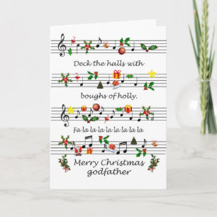 Cartes Pour Fêtes Annuelles Godfather Feuille de Noël Musique Deck Les Halls
