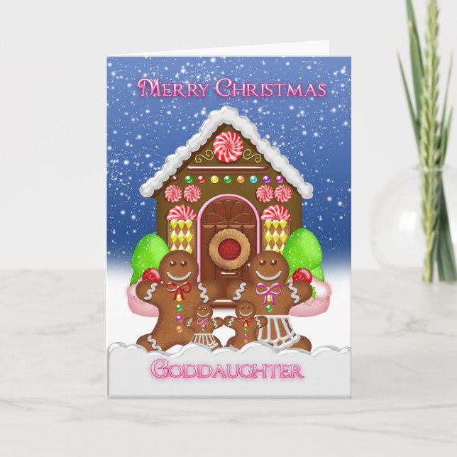 Cartes Pour Fêtes Annuelles Godgirl Gingerbread Maison et la famille Noël (Devant)