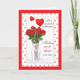 Cartes Pour Fêtes Annuelles Godgirl Valentine's Day Red Roses Coeurs