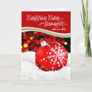 Cartes Pour Fêtes Annuelles Godparents Noël Cheer Red Snowflake Ornement