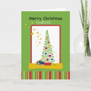 Cartes Pour Fêtes Annuelles Godson, Joyeux Noël aux étoiles, Arbre et Crèche