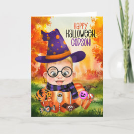 Cartes Pour Fêtes Annuelles Godson Little Wizard Boy in a Citrouille Halloween