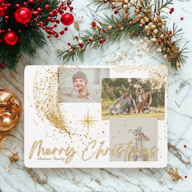 Cartes Pour Fêtes Annuelles Gold and White Elegant Greeting Christmas Card (Créateur téléchargé)