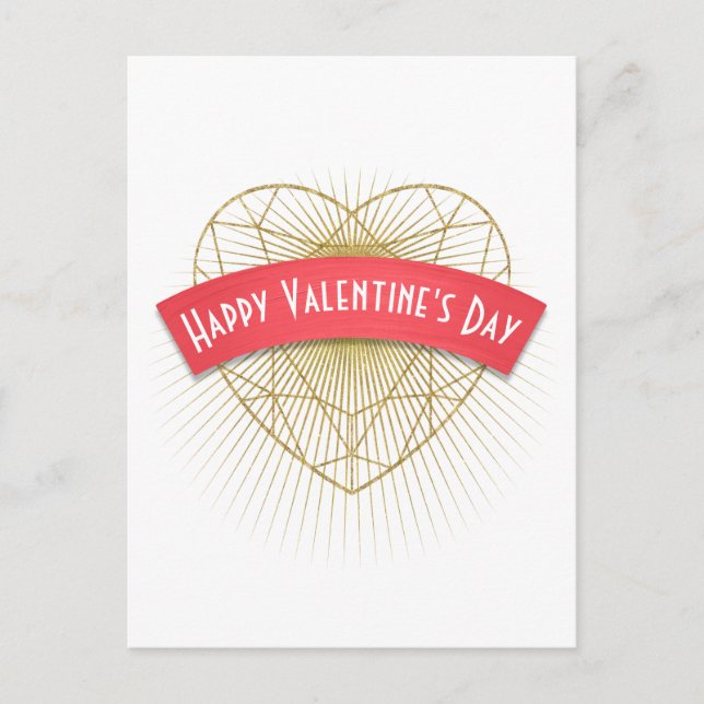Cartes Pour Fêtes Annuelles Gold Art Deco Heart Valentine (Devant)