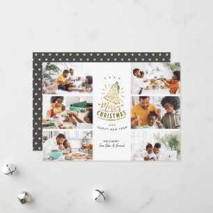 Cartes Pour Fêtes Annuelles Gold Bell Joyeux Noël 6 Photo Collage