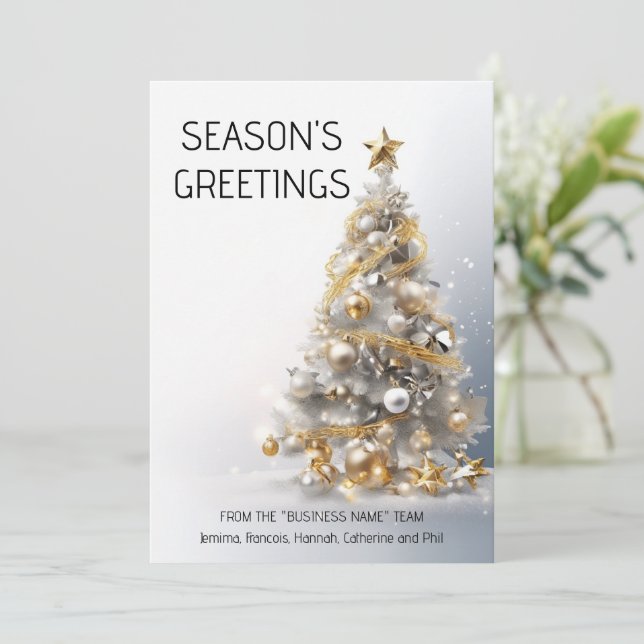 Cartes Pour Fêtes Annuelles Gold blanc affaires noël arbre photo de luxe (Debout devant)