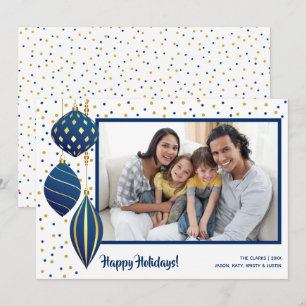 Cartes Pour Fêtes Annuelles Gold Blue Christmas Tree Ornamy Photo