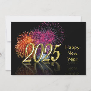 Cartes Pour Fêtes Annuelles Gold Bonne année 2025 Fireworks