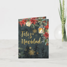 Cartes Pour Fêtes Annuelles Gold Calligraphie Forêt Boisée Espagnol Navidad