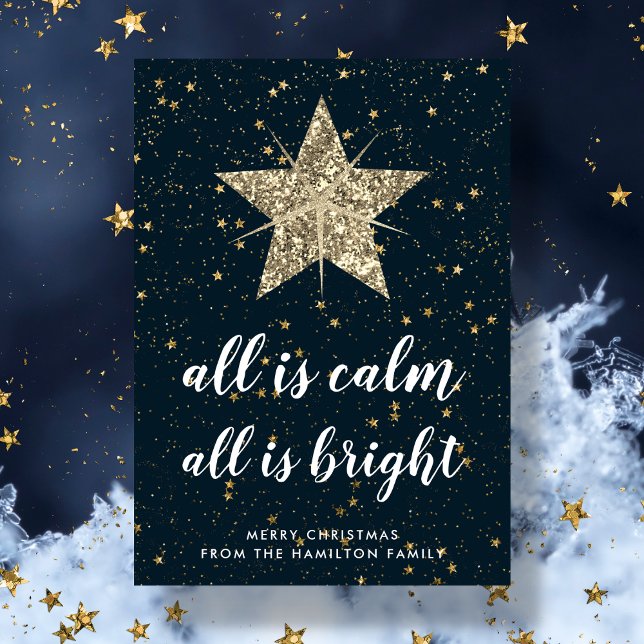Cartes Pour Fêtes Annuelles Gold Christmas Star | Tout est une famille brillan (Créateur téléchargé)