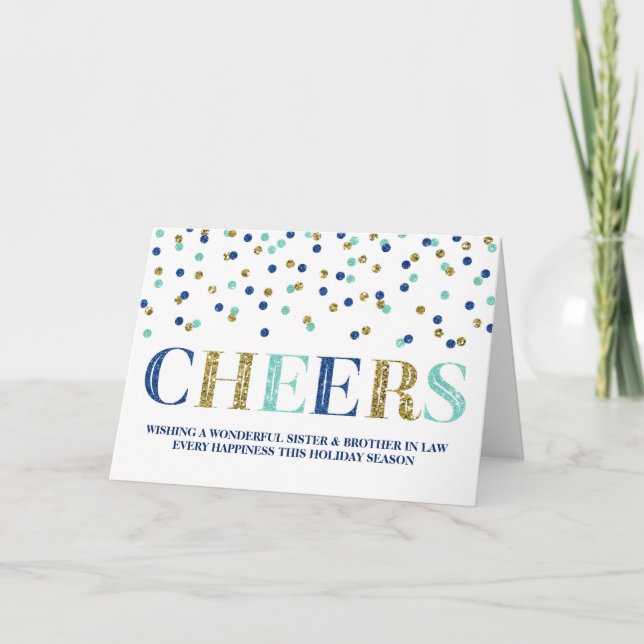 Cartes Pour Fêtes Annuelles Gold Confetti Christmas Soeur & Frère en Droit (Devant)