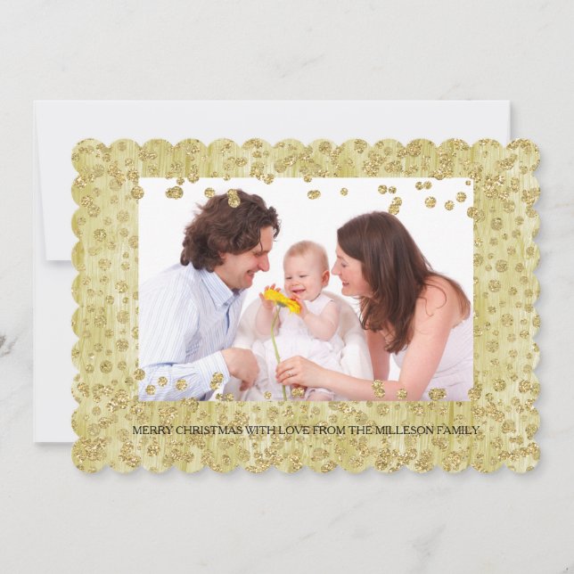 Cartes Pour Fêtes Annuelles Gold Confetti Parties scintillant photo personnali (Devant)