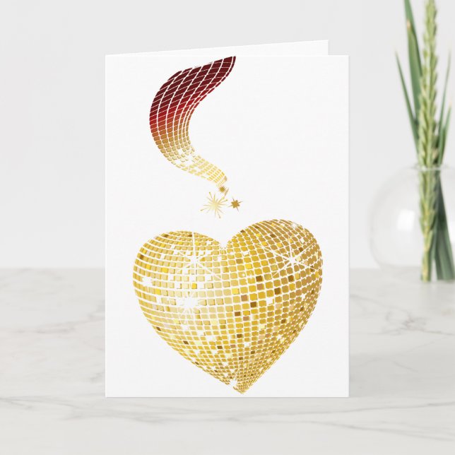Cartes Pour Fêtes Annuelles Gold Disco Ball Heart (Devant)