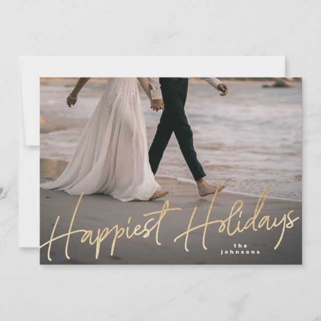 Cartes Pour Fêtes Annuelles Gold Family Fêtes Noël Joyeux Fête Photo (Devant)