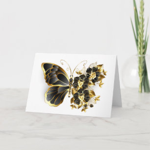 Cartes Pour Fêtes Annuelles Gold flower Butterfly with Black Orchid