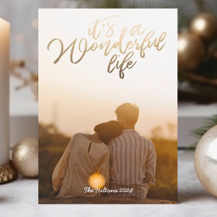 Cartes Pour Fêtes Annuelles Gold Foil c'est une vie merveilleuse Noël Photo