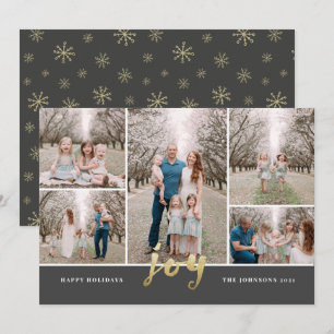 Cartes Pour Fêtes Annuelles Gold Foil Christmas Joie Collage Appartement de va