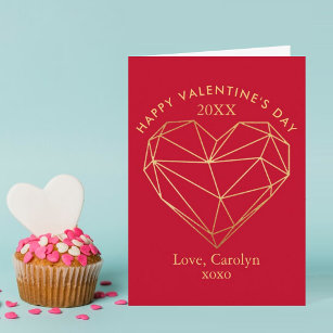 Cartes Pour Fêtes Annuelles Gold Foil Geometry Heart Photo Saint-Valentin