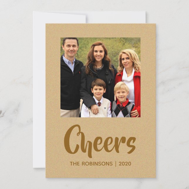 Cartes Pour Fêtes Annuelles Gold Foil Noël Greys photo de famille (Devant)