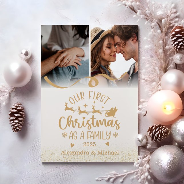 Cartes Pour Fêtes Annuelles Gold Glitter 2 Photo Christmas (Créateur téléchargé)