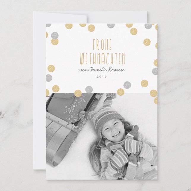 Cartes Pour Fêtes Annuelles Gold Glitzern Foto Weihnachtskarte (Devant)
