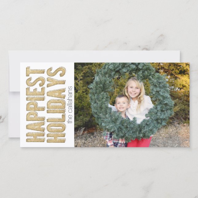 Cartes Pour Fêtes Annuelles Gold Happest Holidays (Devant)