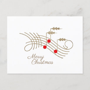 Cartes Pour Fêtes Annuelles Gold Holly Music Notes Noël