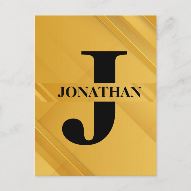 Cartes Pour Fêtes Annuelles Gold Intersecting Initial Letter Name Typography (Devant)