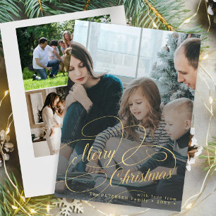 Cartes Pour Fêtes Annuelles Gold Joyeux Noël 4 photo collage