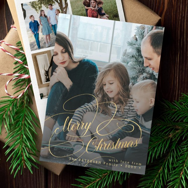 Cartes Pour Fêtes Annuelles Gold Joyeux Noël 5 photo collage (Créateur téléchargé)