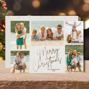 Cartes Pour Fêtes Annuelles Gold Joyeux Noël Cinq photos