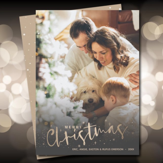 Cartes Pour Fêtes Annuelles Gold Joyeux Noël Photo (Créateur téléchargé)