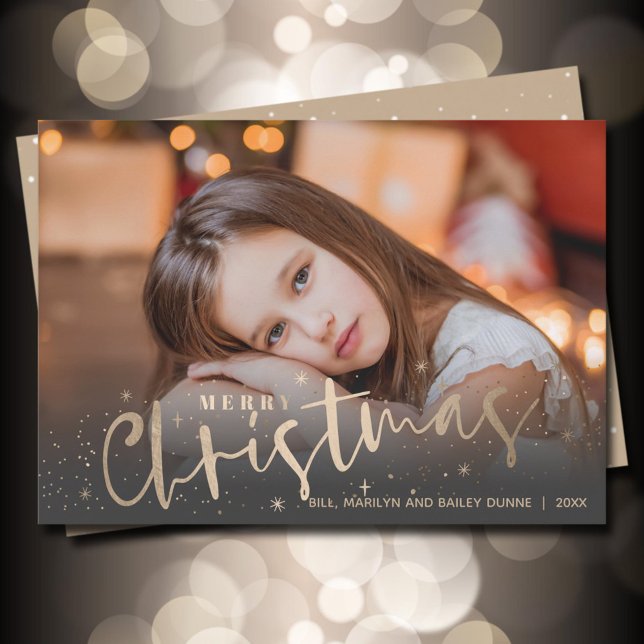 Cartes Pour Fêtes Annuelles Gold Joyeux Noël Photo (Créateur téléchargé)