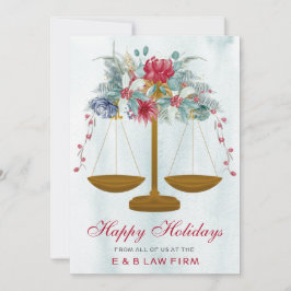 Cartes Pour Fêtes Annuelles Gold Justice Scale Holly Wreath Law Firme Christma
