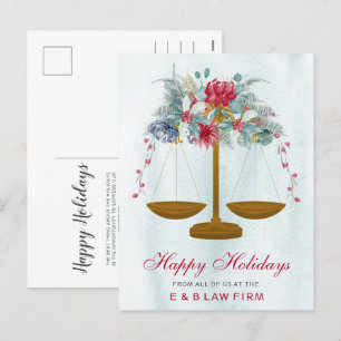 Cartes Pour Fêtes Annuelles Gold Justice Scale Holly Wreath Lawyer Christmas