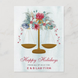 Cartes Pour Fêtes Annuelles Gold Justice Scale Holly Wreath Lawyer Christmas
