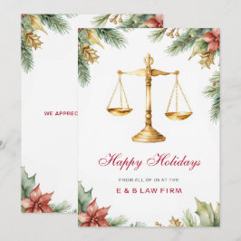 Cartes Pour Fêtes Annuelles Gold Justice Scale Pine Holly Droit Firme Noël