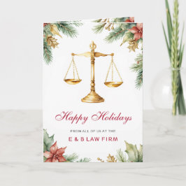 Cartes Pour Fêtes Annuelles Gold Justice Scale Pine Holly Droit Firme Noël