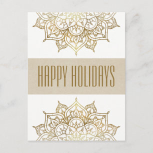 Cartes Pour Fêtes Annuelles Gold Mandala Elegant Chic Glam Holiday Greetings