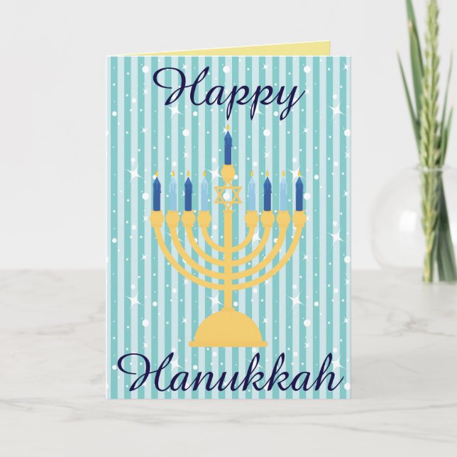Cartes Pour Fêtes Annuelles Gold Menorah Happy (Devant)