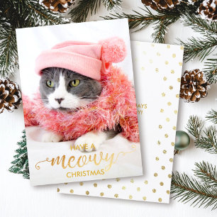 Cartes Pour Fêtes Annuelles Gold MEOWY Personal Cat Photo Pet Holiday