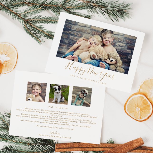 Cartes Pour Fêtes Annuelles Gold minimal Bonne année Nouvelles familiales Pays (Créateur téléchargé)