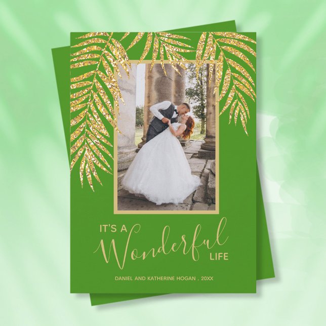 Cartes Pour Fêtes Annuelles Gold Palm Tropical Christmas Photo (Créateur téléchargé)