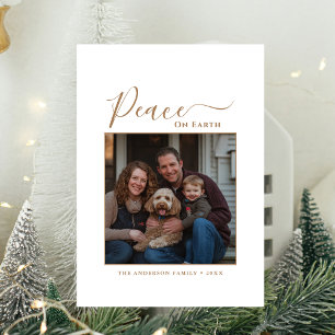 Cartes Pour Fêtes Annuelles Gold Peace On Earth Family Chien Photo Noël