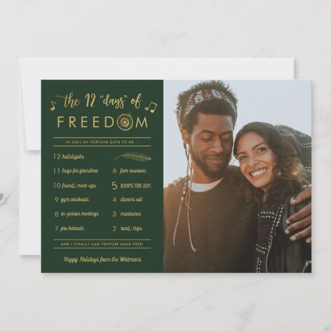 Cartes Pour Fêtes Annuelles Gold Post 12 Jours Liberté Photo Noël (Devant)