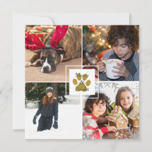 Cartes Pour Fêtes Annuelles Gold Pupet Noël Paw Holiday 4 Photo Custom