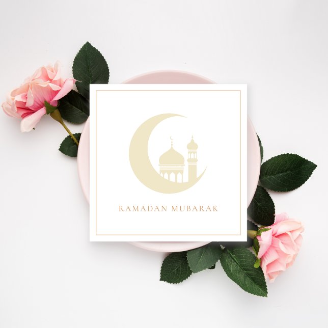 Cartes Pour Fêtes Annuelles Gold Ramadan Mubarak Crescent Mosquée (Créateur téléchargé)
