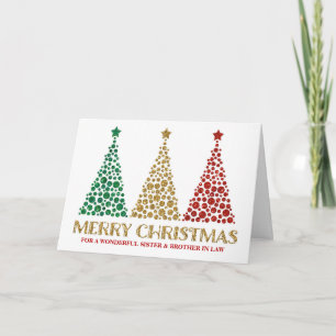 Cartes Pour Fêtes Annuelles Gold Red Green Christmas Soeur & Frère en Droit