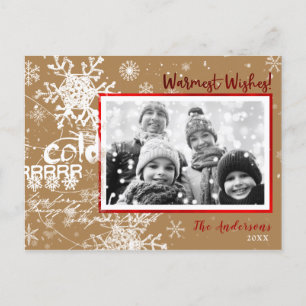 Cartes Pour Fêtes Annuelles Gold & Red Winter Warm Wams Holiday Modern Photo